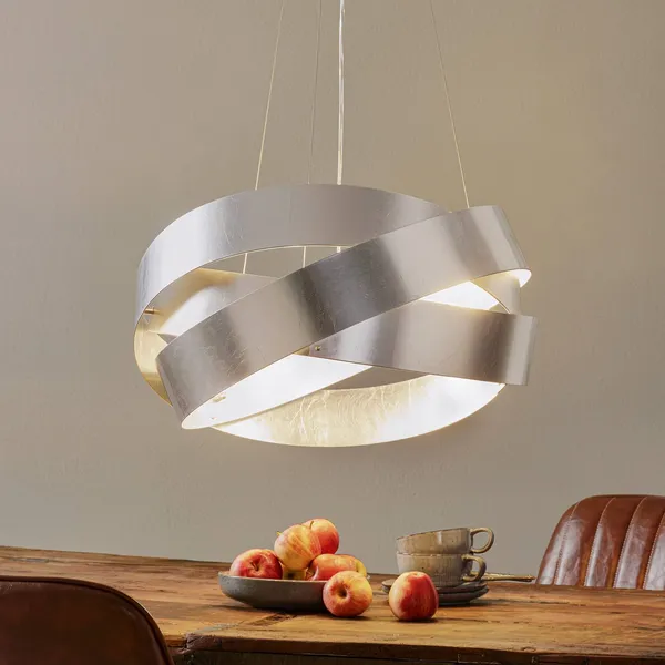 Marchetti Lámpara colgante Pura con pan de plata, 60cm, 3x E27