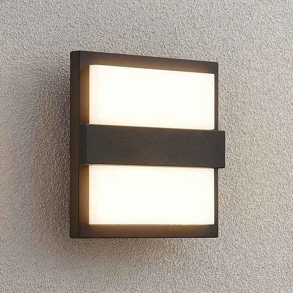 Lucande Aplique LED para exterior Gylfi, 20 cm, antracita, aluminio