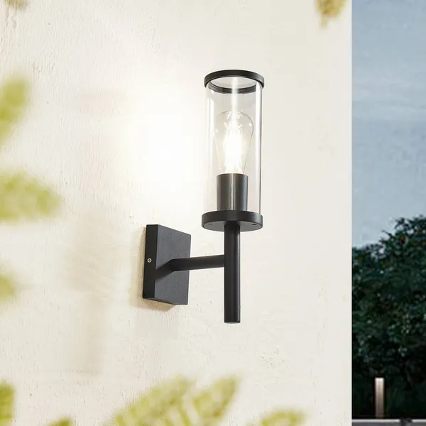Lucande aplique de exterior Zanta, altura 39 cm, IP54, negro