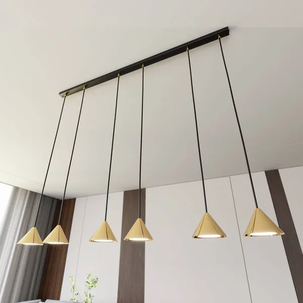 EMIBIG LIGHTING Lámpara colgante Elit, 6 luces, dorada, metal