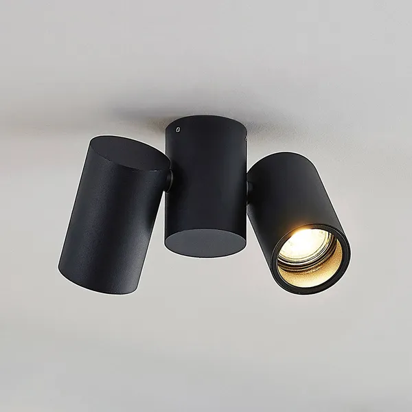 Lámpara de techo Arcchio Gesina, 2 luces, negro, aluminio, 17,5 cm