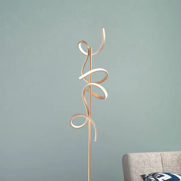 JUST LIGHT. GmbH Lámpara de pie LED Curls, latón, metal, 156 cm de altura, atenuable