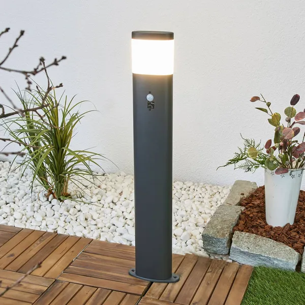 Bolardo luminoso LED Obri de Lindby, 80 cm, antracita, sensor