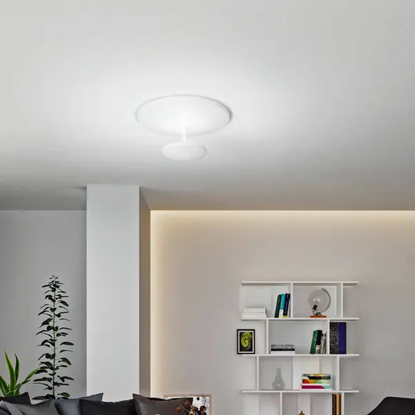 Fabas Luce Lámpara LED de techo Conrad, blanca, Ø 50 cm, metal, atenuable