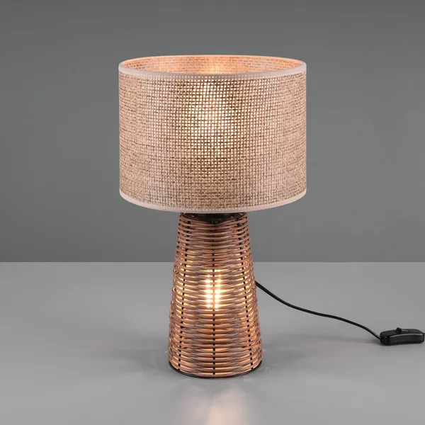 Reality Leuchten Lámpara de mesa Straw de ratán