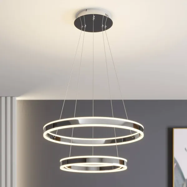 Lucande lámpara colgante LED Lyani, 60 cm, 2 luces, cromo, atenuable