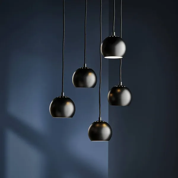 Lámpara colgante FRANDSEN Ball, negro mate, Ø 12 cm