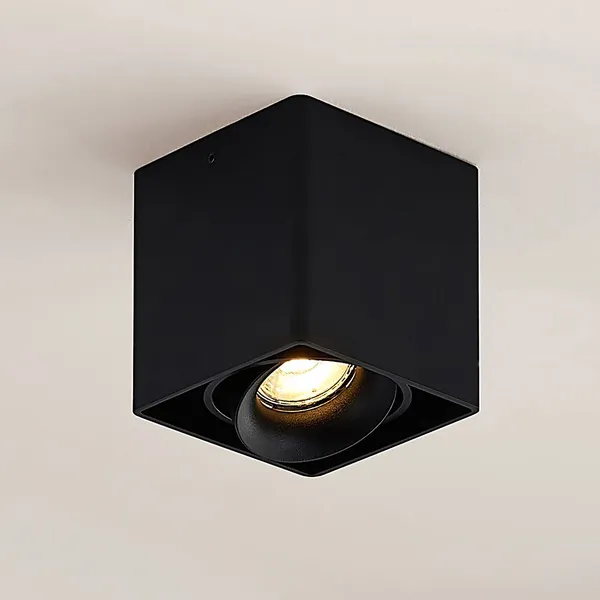 Arcchio Kubika Downlight, 9 cm, negro, 1 luz, metal