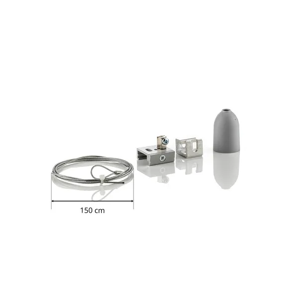 GLOBAL Set de suspensión de riel trifásico Noa 150cm gris