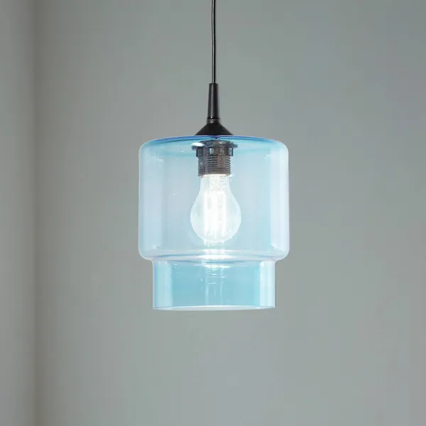 Argon Lámpara colgante de cristal Nesto, azul marino, Ø 18 cm, E27