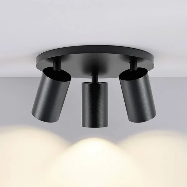 Deko-Light Downlight CAN TILT, negro, Ø 25 cm, 3 luces metal GU10