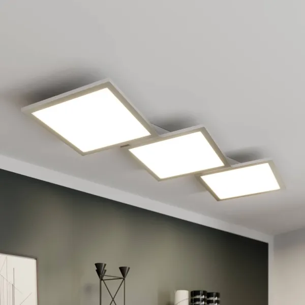 Lucande Lámpara LED de techo Ilira, 3 luces, plata, CCT, atenuable