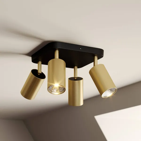 Nowodvorski Lighting Lámpara de techo Eye Spot de 4 luces, negro/latón