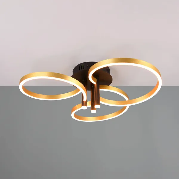 Trio Lighting Lámpara LED de techo Caruso, oro/negro, Ø 66 cm metal CCT atenuable
