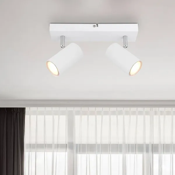 Globo Robby downlight de techo, blanco, longitud 26 cm, 2 luces, metal