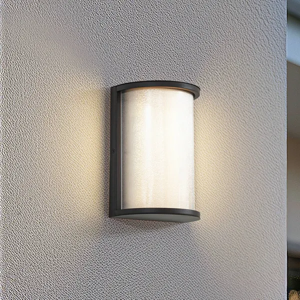 Aplique LED para exterior Calvik de Lindby, negro, estriado, IP44