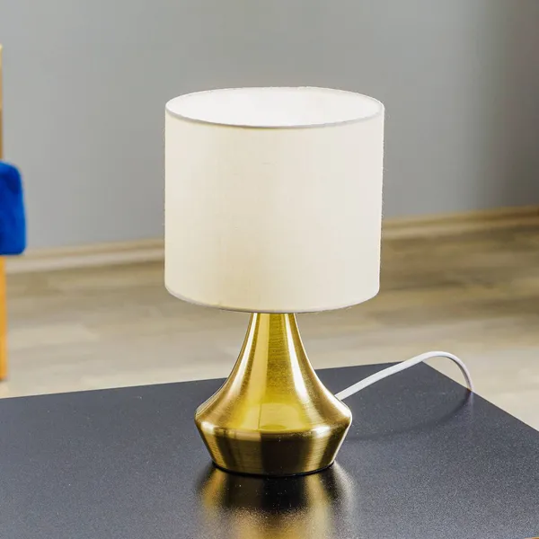 ONLI Lámpara de mesa Ottone con pantalla textil, latón