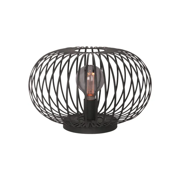 Freelight Lámpara de mesa Aglio, Ø 40 cm, negra, metal