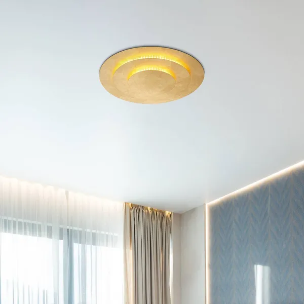 Globo Plafón LED Heda, Ø 35 cm, dorado, metal