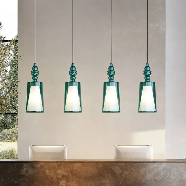 Karman lámpara colgante Alibaglass Big, turquesa, Ø 24 cm