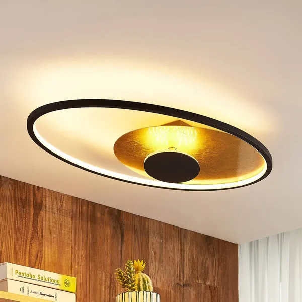 Plafón LED Lindby Feival, 73 cm, óxido/oro, atenuable