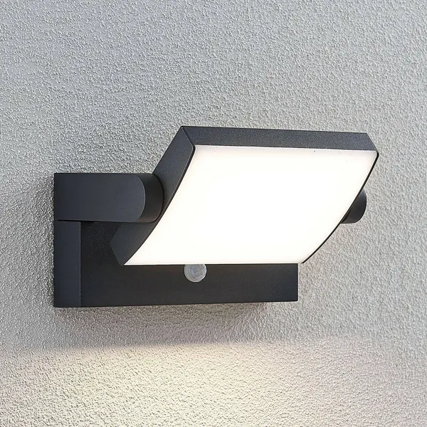 Aplique LED para exterior Sherin de Lindby, antracita, sensor, IP54