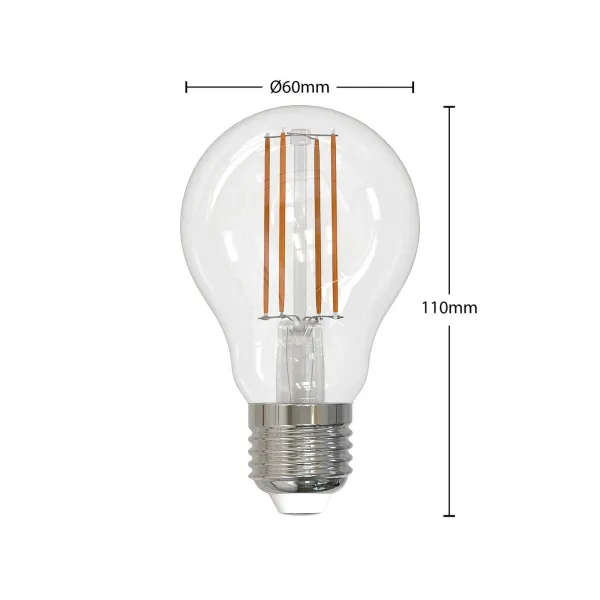 Arcchio Bombilla LED con filamento E27 6 W transparente 2.700 K atenuable, juego de 3