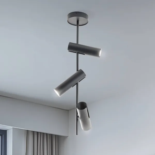 SIGMA Downlight Leda 3, antracita, 3 luces, acero, altura 76 cm