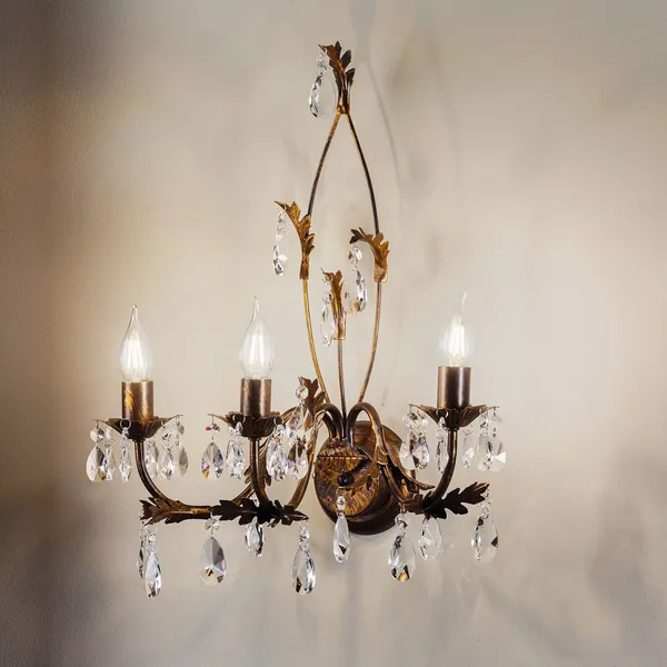 ONLI Aplique de pared Teresa como lámpara de araña, 3 luces