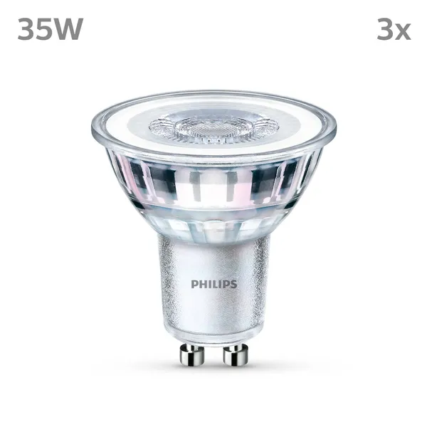 Philips bombilla LED GU10 3.5W 255lm 827 claro 36° 3pcs