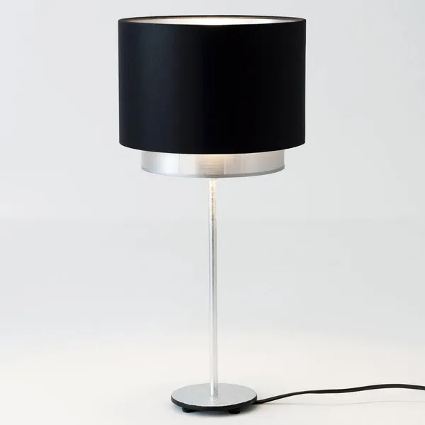 Holländer Lámpara de mesa Mattia, chintz negro/plata