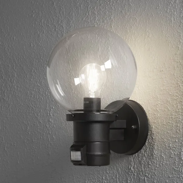 Konstsmide Aplique de exterior Nemi con detector de movimiento, negro
