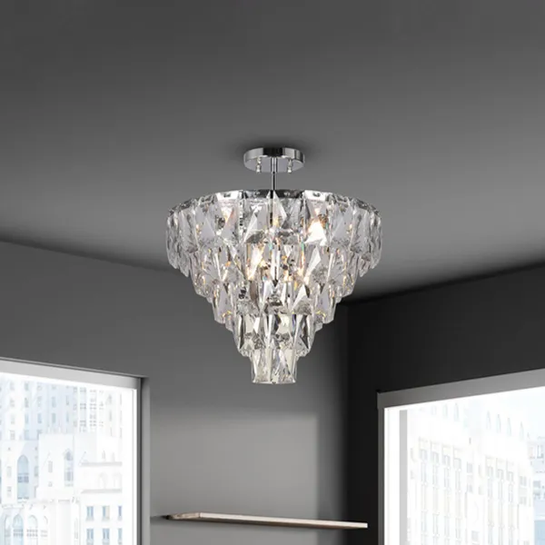 Eko-Light Lámpara de techo Chelsea metal cromado cristales de vidrio Ø 50 cm