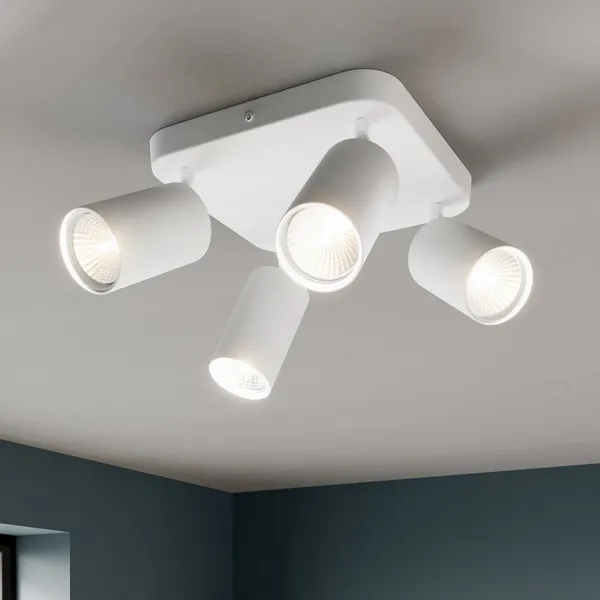 Nowodvorski Lighting Lámpara de techo Eye Spot con 4 luces, cuadrada, blanca