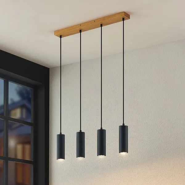 Lámpara colgante Lindby Maniva. 60 cm, 4 luces, negro, GU10