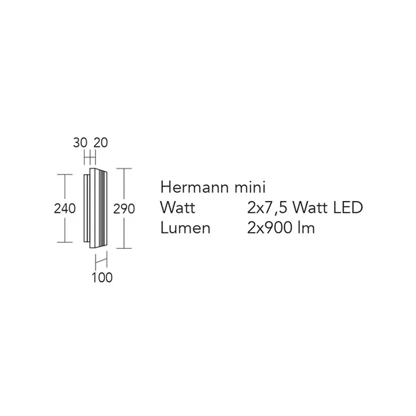 HerzBlut Aplique de pared LED Hermann mini, roble aceitado, atenuable