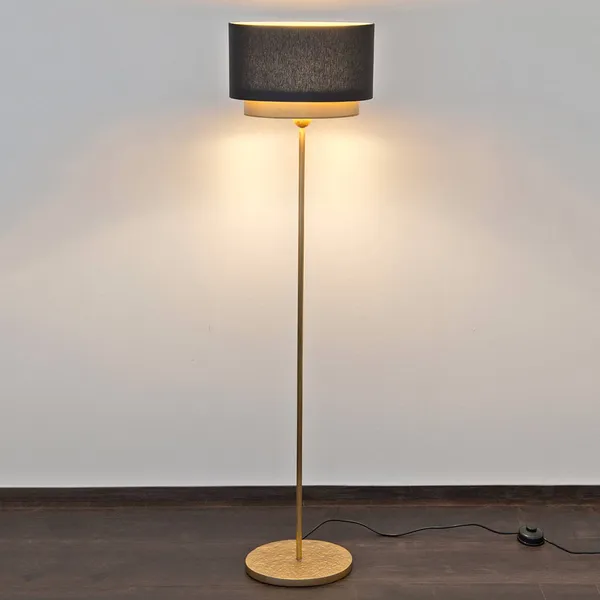 Holländer Lámpara de pie Mattia pantalla oval y doble, negro