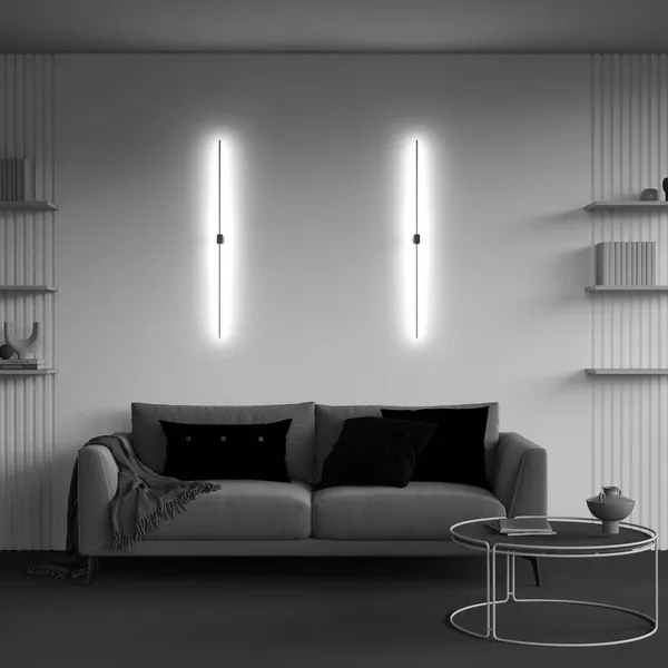 Aplique de pared LED Maytoni Pars, 105 cm, negro/oro, aluminio