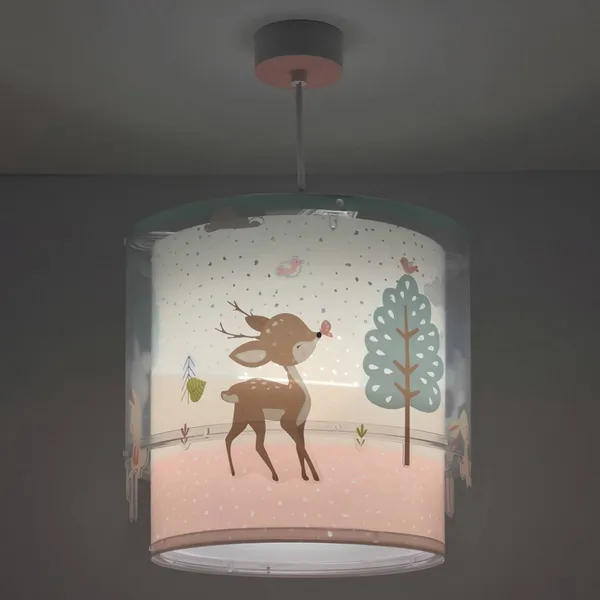 Lámpara colgante infantil Dalber LOVING DEER, con motivo de ciervo