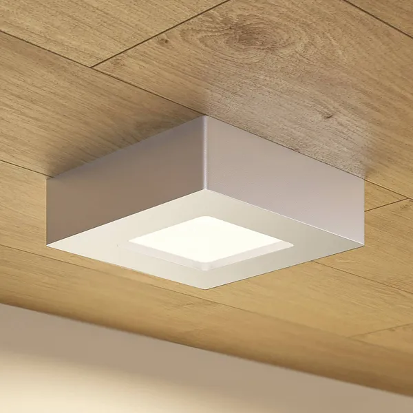 Prios Plafón LED Alette, plata, 12,2 cm, atenuable
