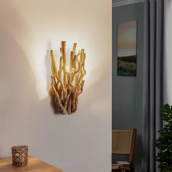 ONLI Aplique de pared Agar con pantalla de madera
