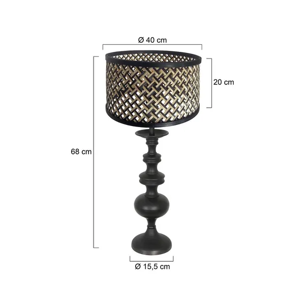 Steinhauer Lyon 3749ZW lámpara de mesa, mimbre Natur/negro