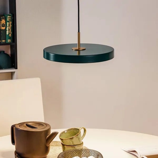 Lámpara colgante LED UMAGE Asteria Mini verde oscuro/latón Ø 31 cm