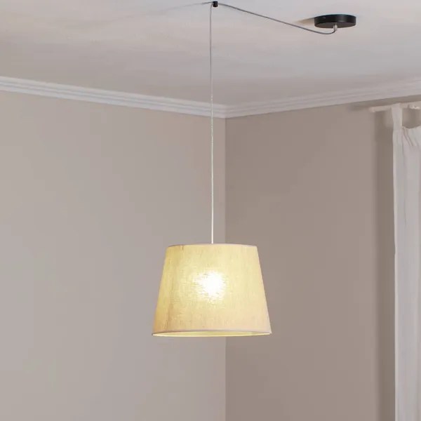 EMIBIG LIGHTING Lámpara colgante Ascot, beige, Ø 38 cm, tela, descentralizada