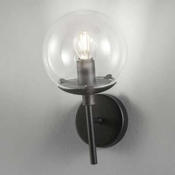 Metallux Lámpara de pared Global Ø 15 cm negro