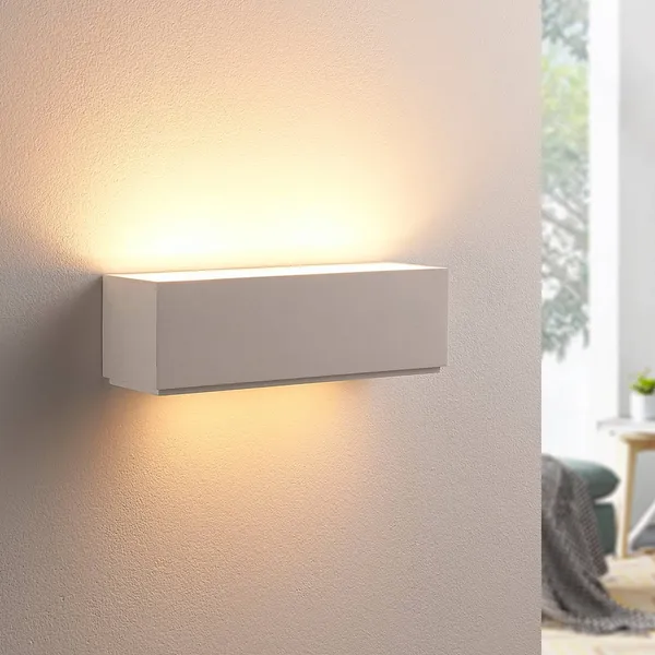 Lindby Aplique de pared Benno, 29 cm, yeso, blanco, angular, G9