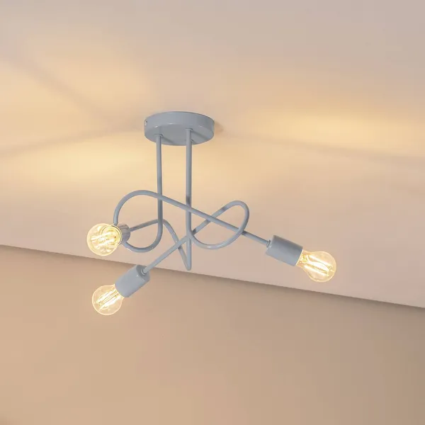 HELAM Plafón Oxford, Ø 44 cm, azul claro, metal, 3 luces