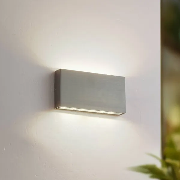Aplique LED para exterior Lindby Jarte, plateada, metal, 17 cm, IP54