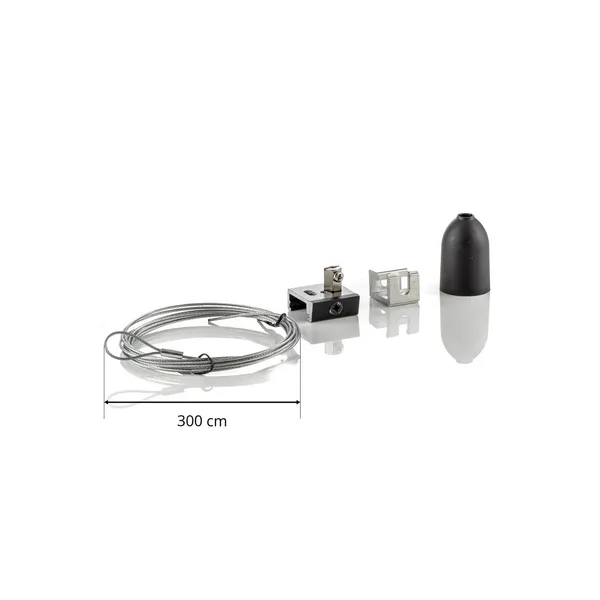 GLOBAL Set de suspensión riel trifásico Noa, 300cm negro