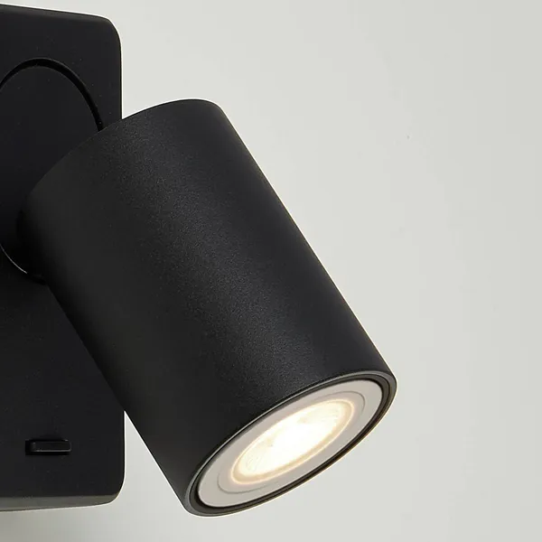 Searchlight Aplique de pared conmutado, negro, aluminio, interruptor, GU10